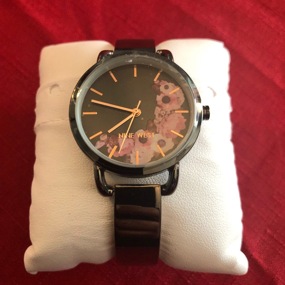 NWOT NINE WEST Black Floral Women’s Watch
